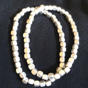 NWOT MATTE SILVER BEAD BRACELETS